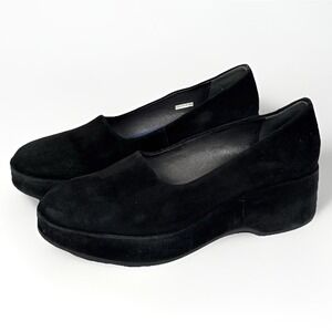 Camper Sisea Black Nubuck Leather Platform Chunky Slip On Loafers EU 40 US 9
